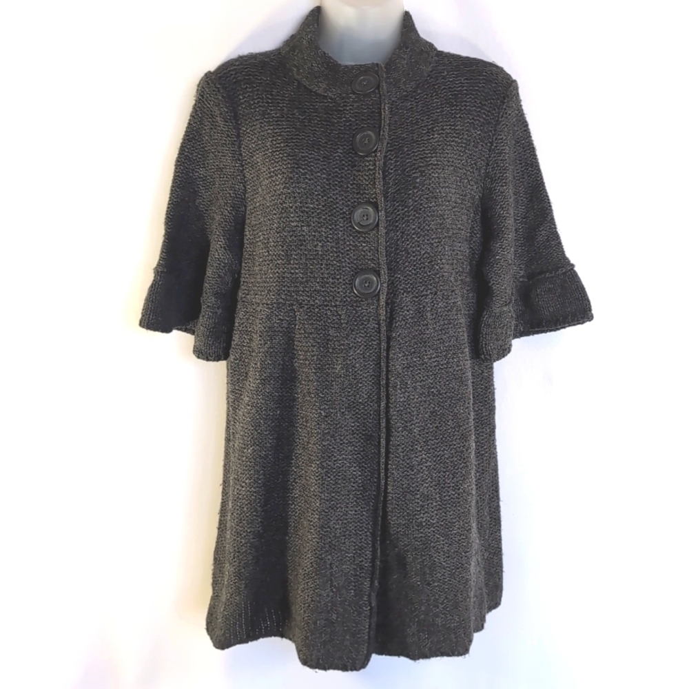 A.N.A. New Approach Charcoal Grey Alpaca Blend Sweater Jacket Size LP